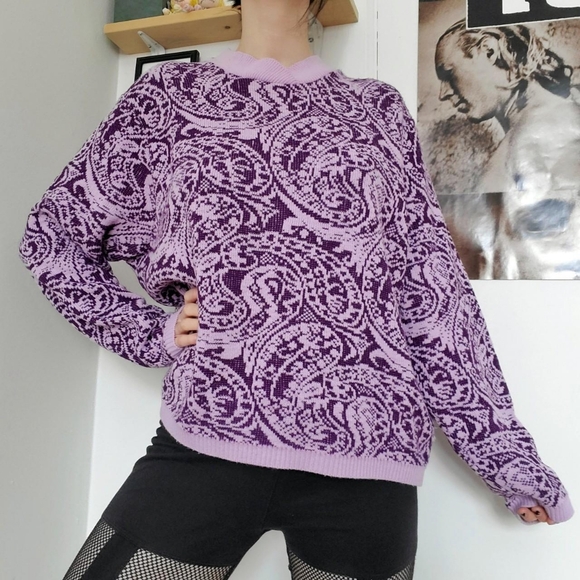 Groovy purple knitted sweater - Picture 4 of 5